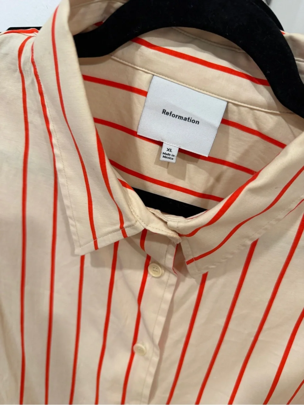 Reformation Eli Red Stripe Oversized Shirt Boxer Shorts Set XL